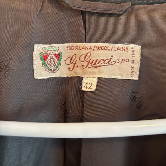 Vintage 80s Gucci wool skirt suit wool and leather - Picture 10 of 16